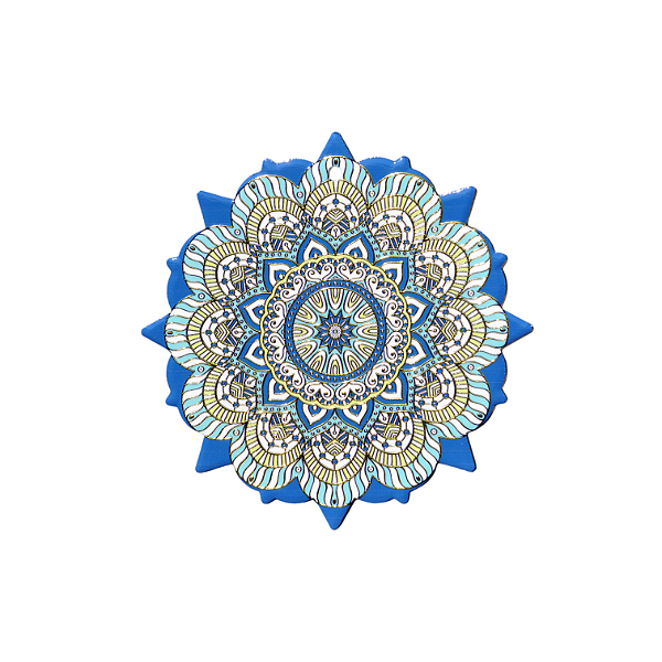 Mandala Colorida com Dourado em Cerâmica  21 cm diâmetro