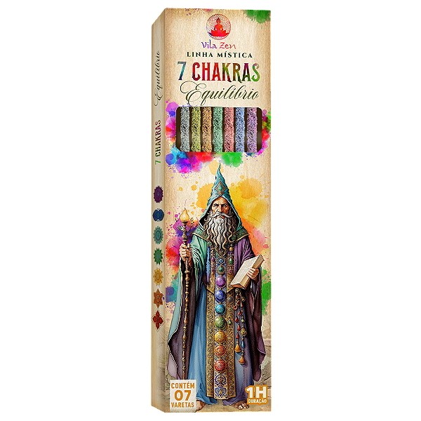 Incenso Vila Zen Linha Mística Magos -  7 Chakras Equilíbrio 8 Varetas