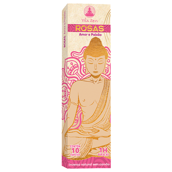 Incenso Budha Vila Zen - Rosas - Amor e Paixão 10 Varetas