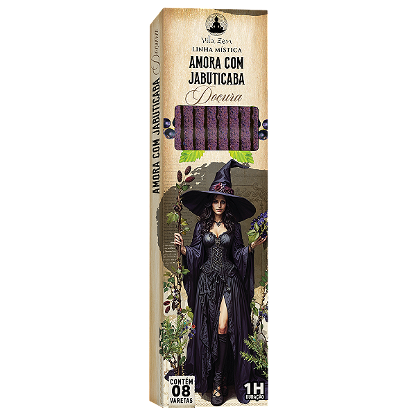 Incenso Vila Zen Linha Mística Bruxas - Amora com Jabuticaba - Doçura 8 Varetas