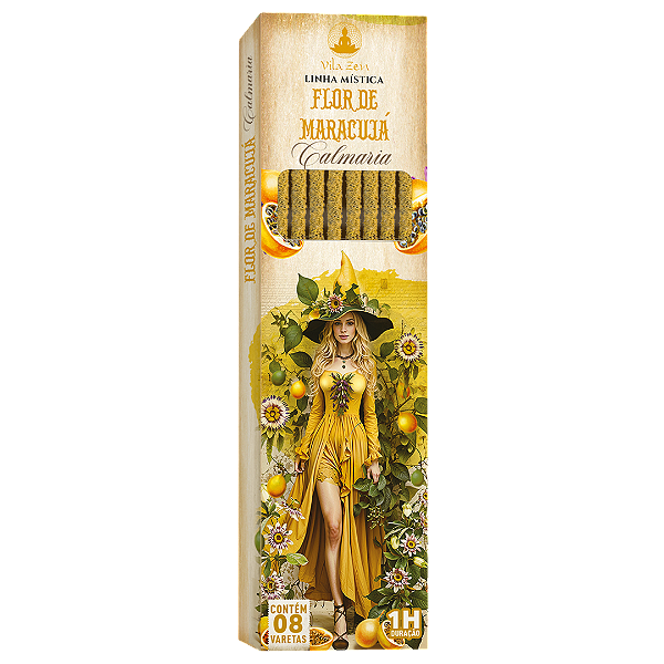Incenso Vila Zen Linha Mística Bruxas - Flor de Maracujá - Calmaria  8 Varetas