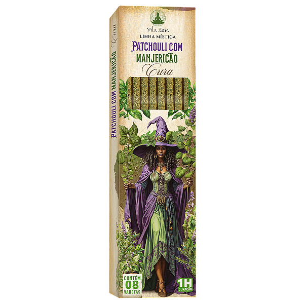 Incenso Vila Zen Linha Mística Bruxas  Patchouli com Manjericão - Cura 8 Varetas