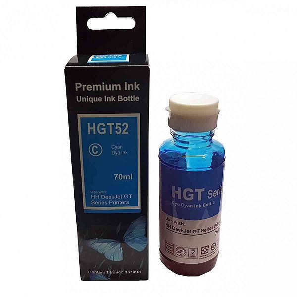 TINTA COMPATÍVEL COM HP GT52C M0H54AL CIANO | GT5822 GT5820 GT5810 GT5811 | PREMIUM INK 70ML