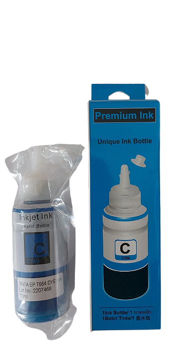 TINTA EPSON 664 CIANO | L200 L220 L110 L355 L555 L396 L455 L365 | PREMIUM INK 70ML
