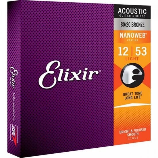 Encordoamento para Violão .012 Light Nanoweb Elixir