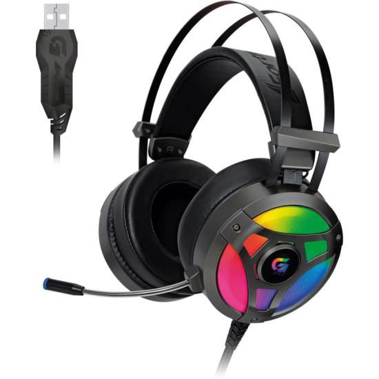 Headset Gamer Fortrek H1+ 7.1 Usb Rgb Cinza