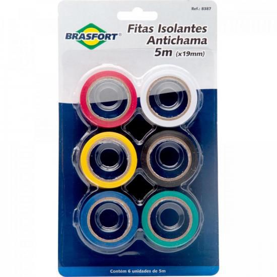 Fita Isolante Antichama Colors 5mt C/6 Rolos Brasfort