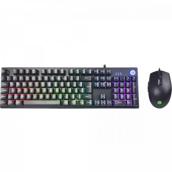 Kit Teclado e Mouse Gamer Hp Km300 Usb Preto