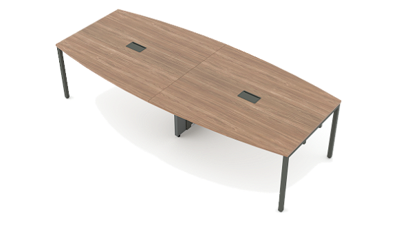 Mesa reunião Semi Oval Soft com estrutura trave