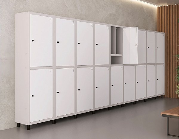 Locker Roupeiro Insalubre com Porta Lisa em Aço 2,4 ou 6 portas