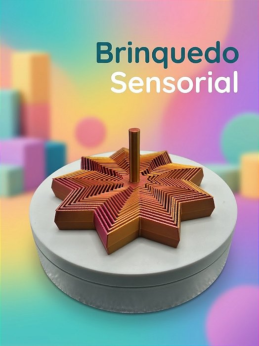 Estrela Fidget Sensorial Tricolor – Brinquedo Anti-Stress em Impressão 3D