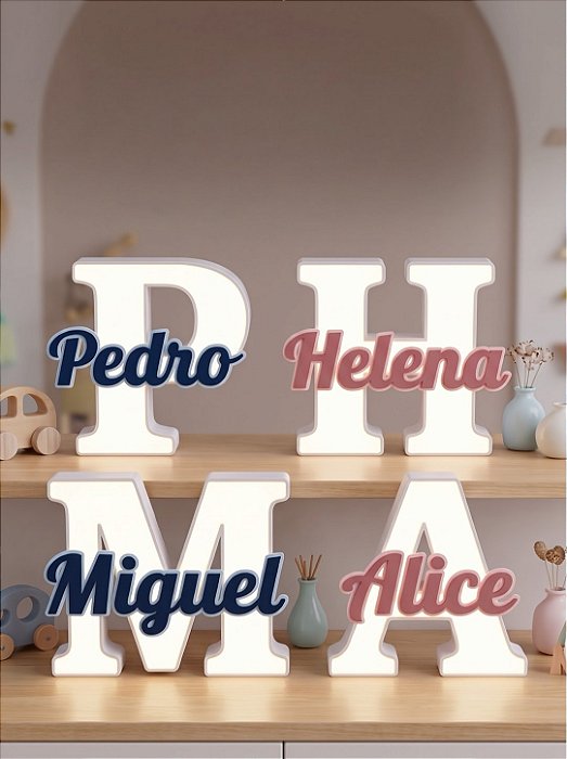 Luminária Personalizada com Nome em LED 3D