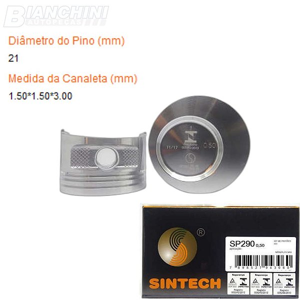 JOGO PISTÃO SEM ANEL GM SINTECH SP290050 MONZA-VECTRA-ASTRA