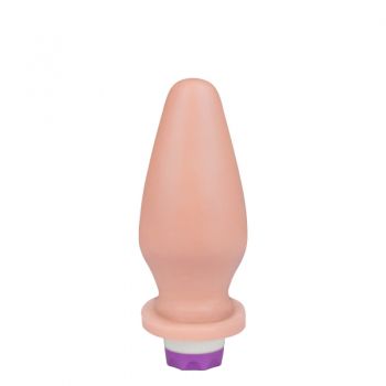 Plug Anal Grande com Vibro - Creme 12,5 x 5,5 cm