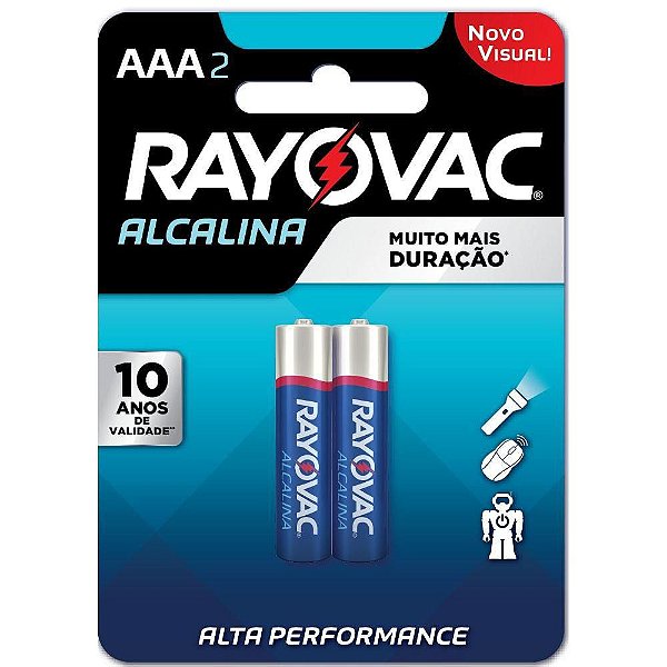 Pilha Rayovac Alcalina AAA palito com 2 Unidades