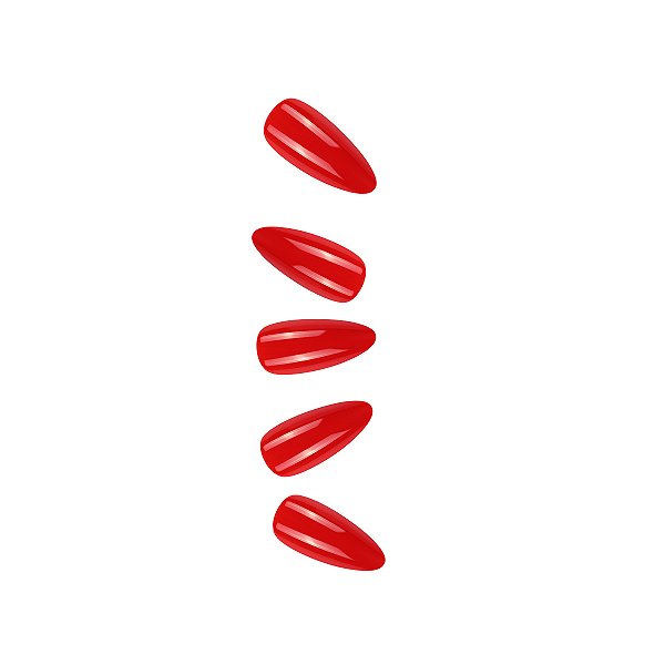 Unha Postiça Autocolante Gloss Amendoada Red