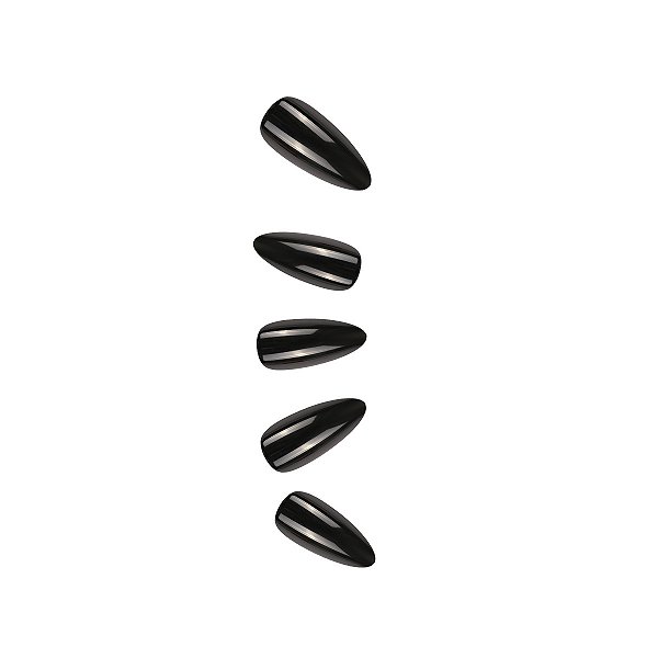 Unha Postiça Autocolante Gloss Amendoada Black