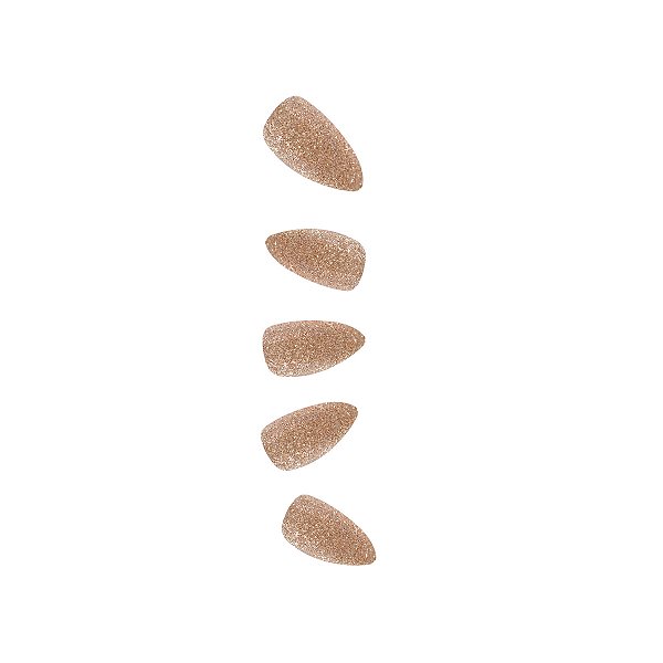 Unha Postiça Autocolante Decorada Stiletto Cream Glitter
