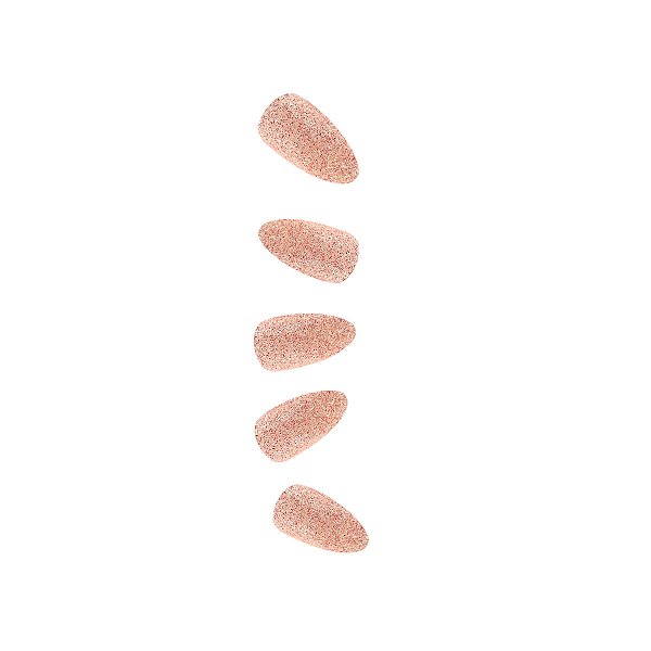 Unha Postiça Autocolante Decorada Stiletto Pink Glitter