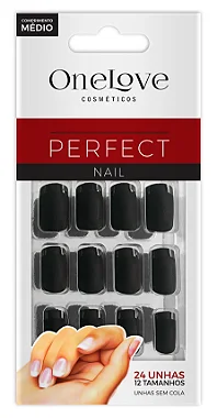 Combo unhas postiças Preto mais Cola de 5g