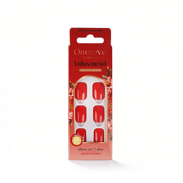 Unhas Postiças Autocolantes Vermelho Gloss