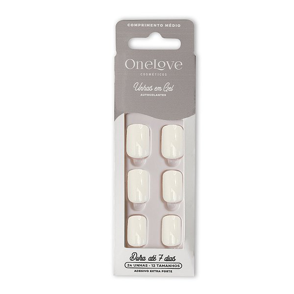 Unha Postiça Autocolante Cream White Gloss