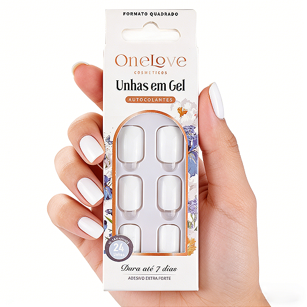 Unha Postiça Autocolante Cream White Gloss