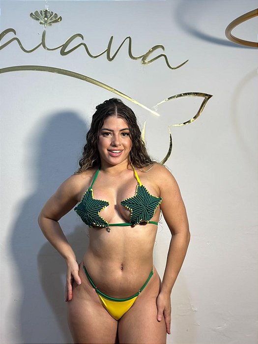 BIQUINI DO BRASIL COM BORDA AMARELA