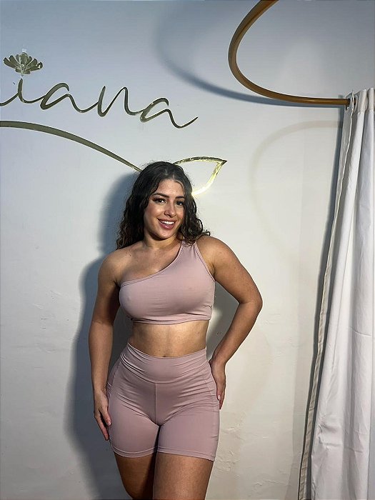 Conjunto Ombro Único Rosê Fitness