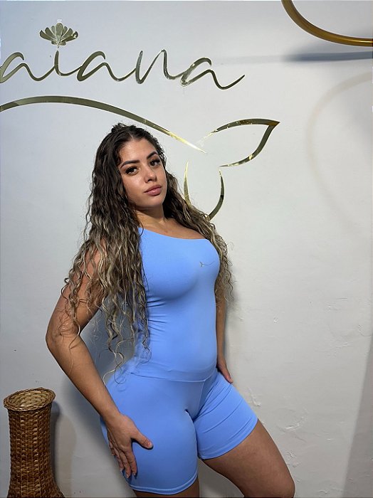 Macaquinho Ombro Único Azul Claro