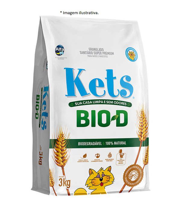 Granulado Higiênico Kets Bio-D 3kg (Super Premium de Cereais)