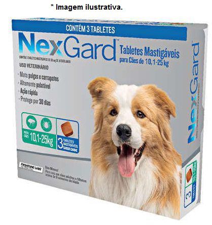 Antipulgas e Carrapatos NexGard Cães 10 à 25kg Combo c/ 3 comprimidos