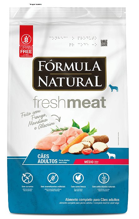 Ração Fórmula Natural Fresh Meat Cães Adulto Porte Médio 12 kg