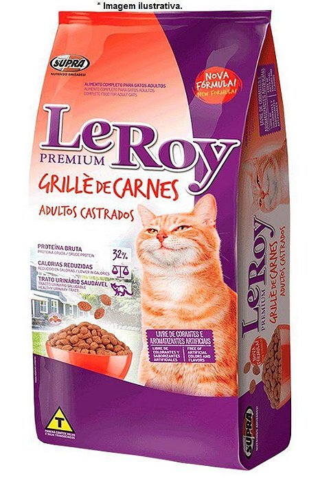 Ração LeRoy Premium Grillè de Carnes para Gatos Adultos Castrados 10,1Kg