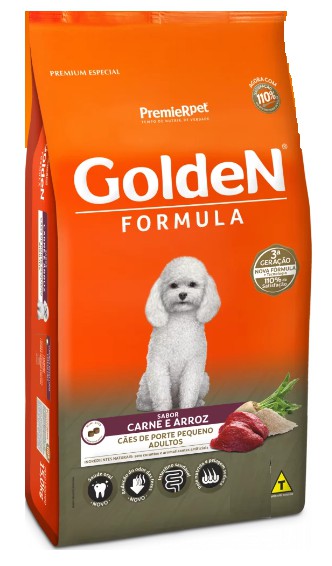 Ração Cães Adultos Golden Fórmula Porte Pequeno Carne e Arroz