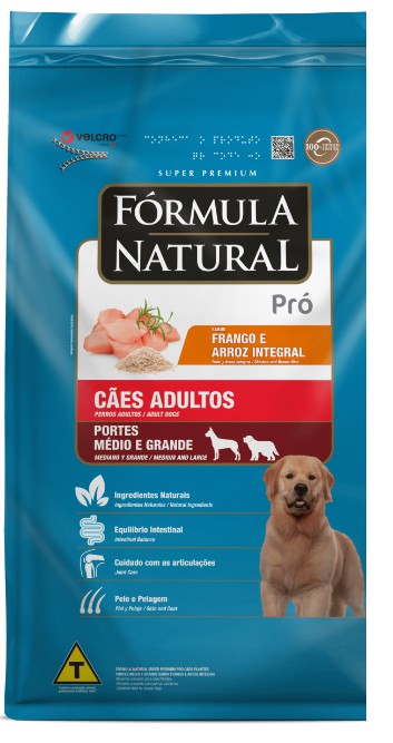 Ração Cães Adultos Fórmula Natural Médio e Grande 15kg - Pró