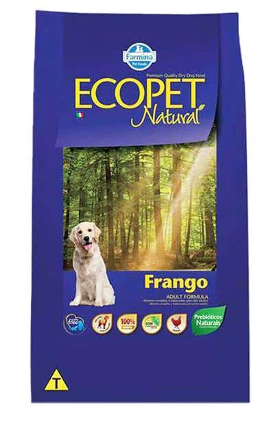 Ração Cães Adultos Ecopet Natural Raças Médias e Grandes  Frango