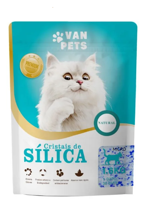 Granulado Sanitário Sílica Van Pets 1,6kg Natural - Micro Cristais