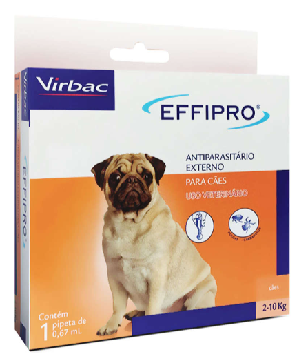 Antipulgas e Carrapatos Virbac Effipro 0,67 mL para Cães de 2 até 10 Kg