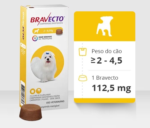 Antipulgas e Carrapatos Bravecto 2 a 4,5kg