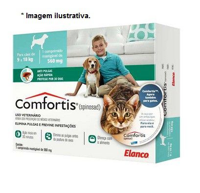 Antipulgas Comfortis 560 mg para Cães de 9 a 18kg e Gatos de 5,5 a 11kg 1 unidade