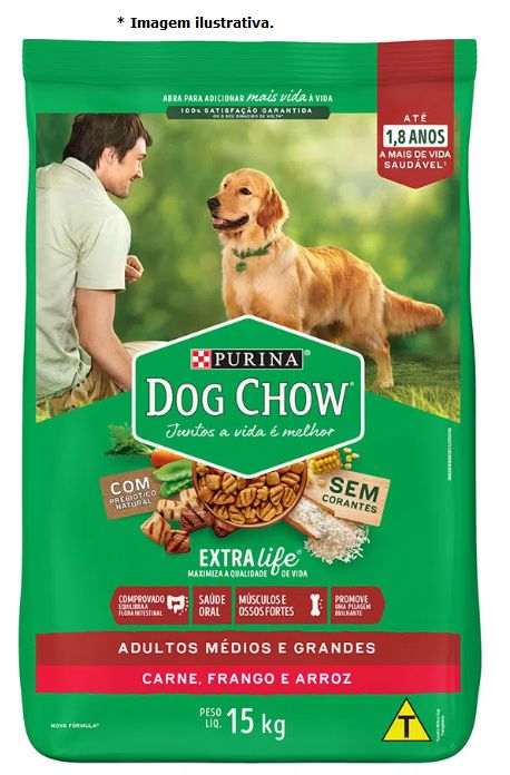 Ração  Dog Chow Adultos Raças Médias e Grandes Frango e Arroz 15kg