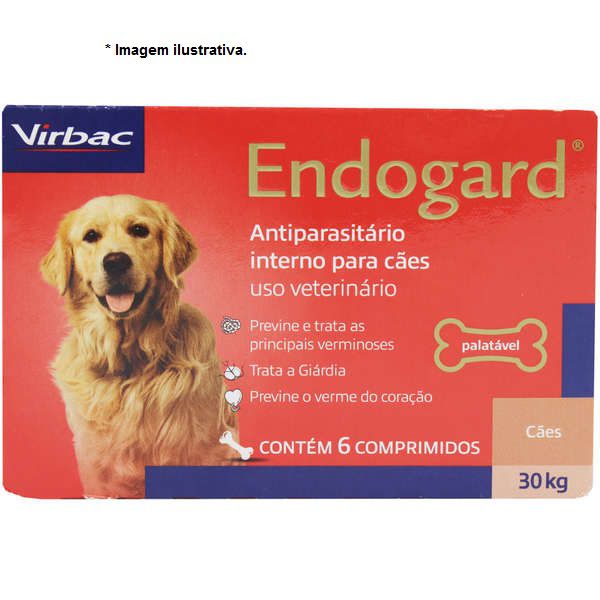 Vermífugo Endogard 30kg 6 comprimidos