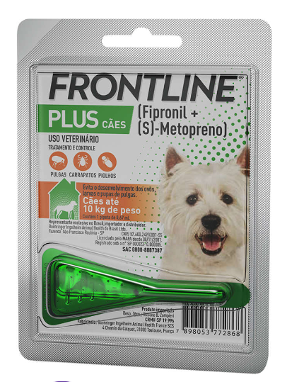 Antipulgas e Carrapatos Frontline Plus para Cães de até 10Kg 1 Unidade