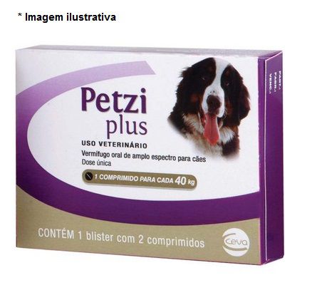 Vermífugo Petzi Plus 40kg 2 Comprimidos