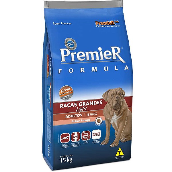 Ração Cães Adultos Premier Fórmula Light Raças Grandes 15kg