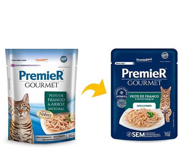 Sachê Premier Gatos Adultos Castrados Gourmet Frango  - 70g