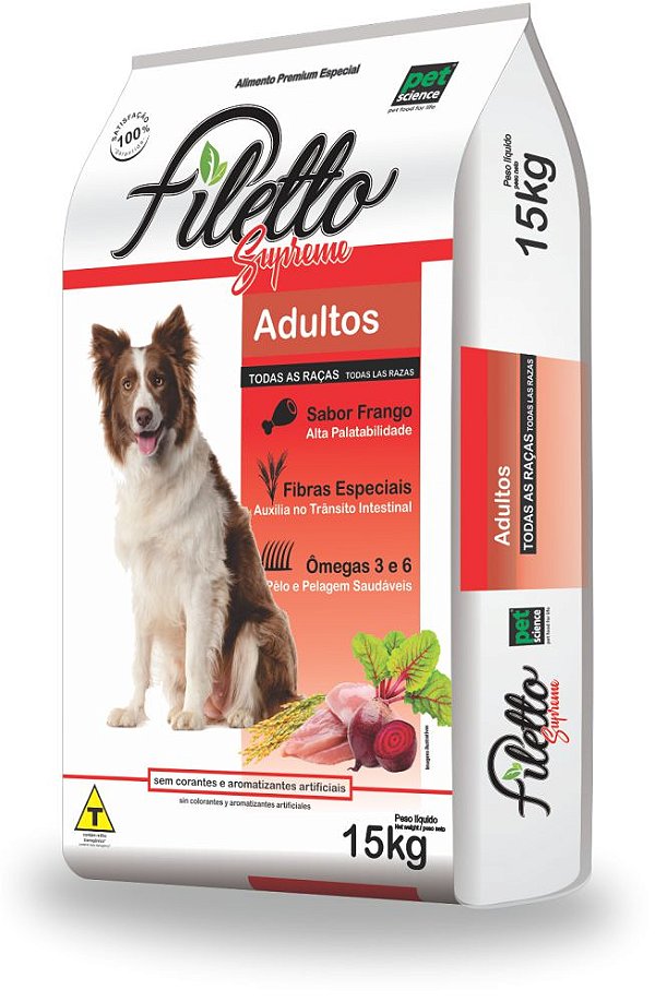 Ração Filetto Supreme Cães Todas as Raças Frango 15kg