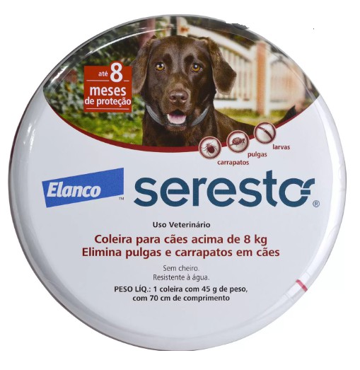 Coleira Antipulgas e Carrapatos Seresto para Cães + 8kg