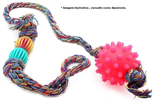 Brinquedo para Cães Corda com Bola Adestramento Cães +-75cm